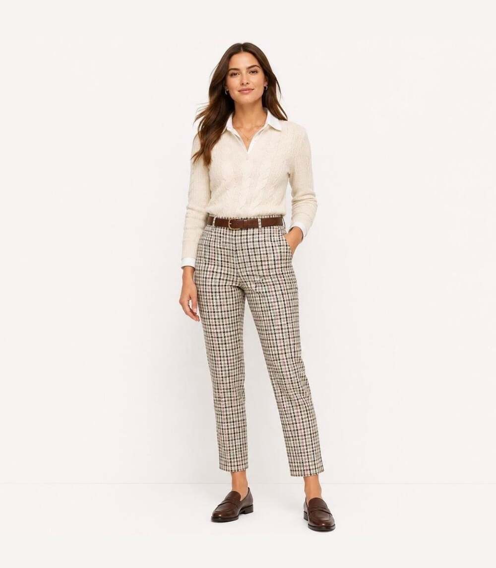 NWT Talbots Chatham Ankle Pant Size 12 Plaid Check Brown MSRP $129